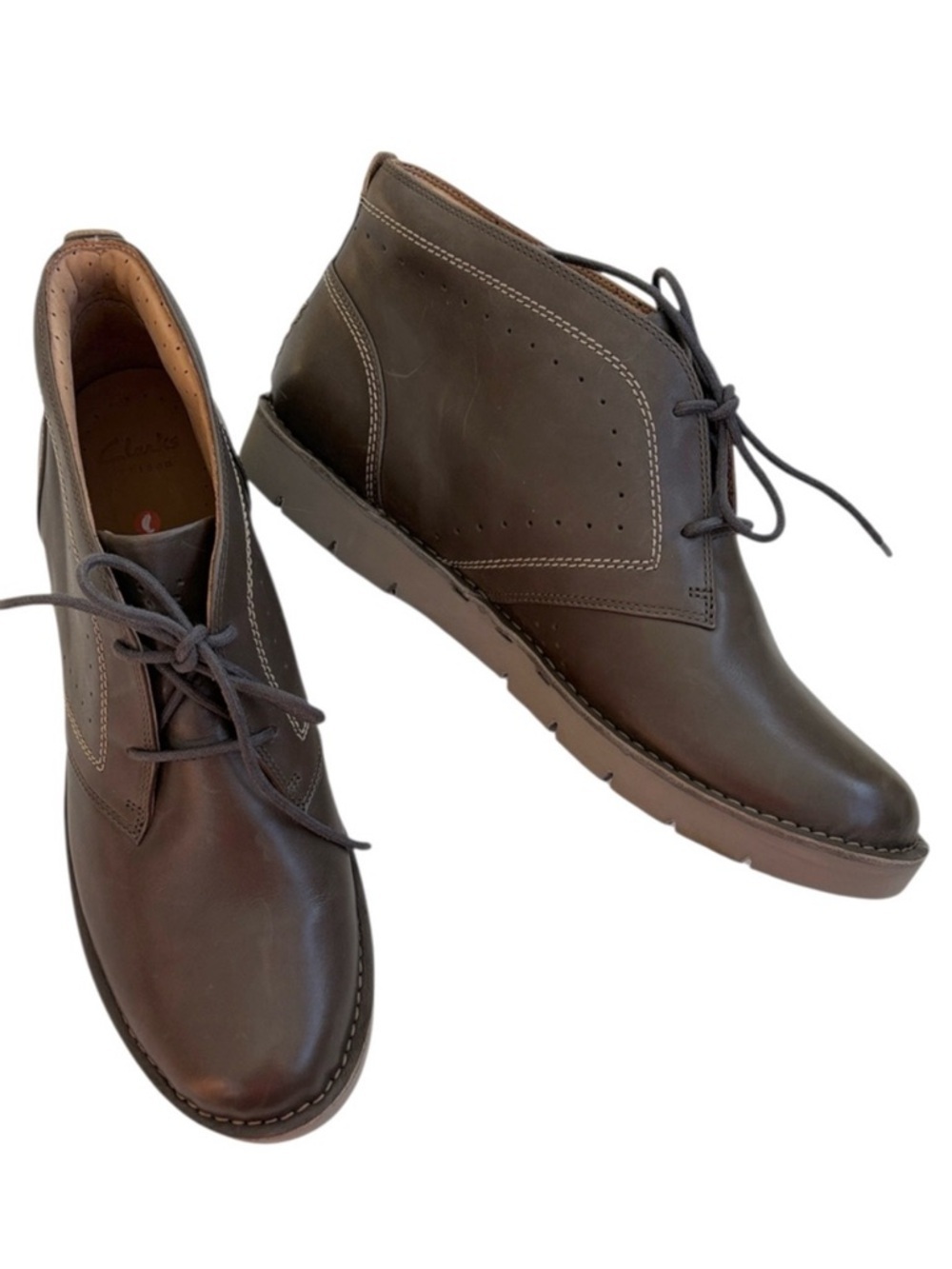 EUC Clarks Leather Ankle Booties Taupe Brown Size 12